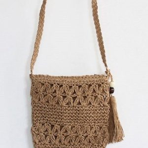 Ethnic Casual Straw Messenger Bag Vacation Beach, Women's Bags, color:Light Khaki|size:One-size, JustFashionNow