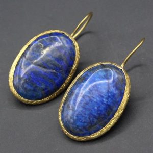 Vintage Natural Lapis Geometric Metal Earrings Casual Vacation Women's Jewelry, Earrings, color:Golden|size:One-size, JustFashionNow