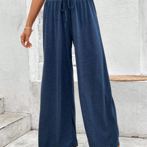 Loose Plain Casual Pants, Pants, color:Blue|size:XXL, JustFashionNow
