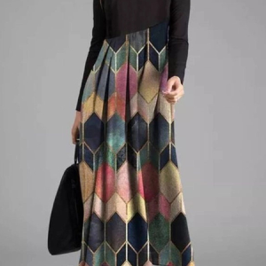 Women Color Block Crew Neck Long Sleeve Comfy Casual Maxi Dress, Maxi, color:Multicolor|size:3XL, Noracora
