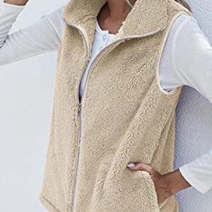 Casual Plain Shawl Collar Regular Fit Vest, Vests & Gilets, color:Khaki|size:XXL, JustFashionNow