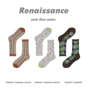 Art Contrast Color Rabbit Floral Plaid Stars 3 Pairs Combination Stocking Set, Socks, color:Color3|size:3 Pairs, JustFashionNow