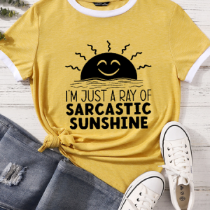 Women's I'm Just A Ray Of Sarcastic Sunshine Cotton-Blend T-Shirt, color:Yellow|size:3XL, Lilicloth.com