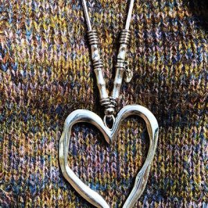 Western Vintage Heart Beaded Leather Rope Necklace Sweater Chain Boho Ethnic Jewelry, Necklace, color:Gray|size:One-size, Noracora