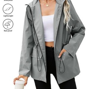 Casual Plain Shawl Collar water proof Regular Fit Jacket, Jackets, color:Light Gray|size:XL, JustFashionNow