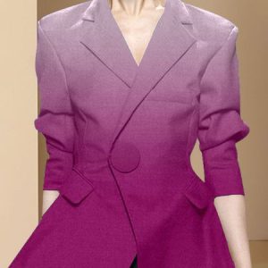 Regular Fit Ombre Urban Long Sleeve Blazer, Blazers, color:Deep Pink|size:XXL, Stylewe