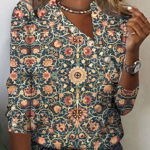 Casual Ethnic Loose Asymmetrical T-Shirt, T-Shirts, color:Green|size:XXL, JustFashionNow