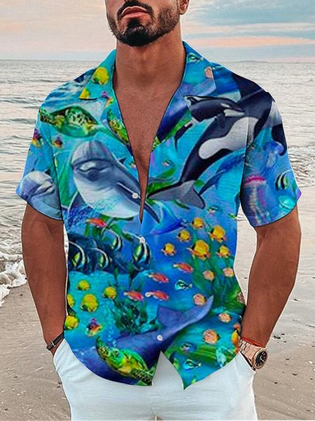 Men's Casual Turtle and Coco Button Down Shirt Everyday Vacation Hawaiian Clothing, Shirts & Blouse, color:Color5|size:3XL, JustFashionNow