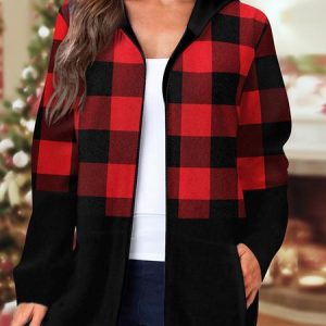 Loose Casual Color Block Jacket, Jackets, color:Red|size:XXL, JustFashionNow