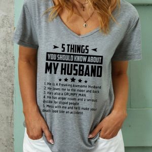 Five Things About My Husband Shirt & Top, color:Gray|size:3XL, Lilicloth.com