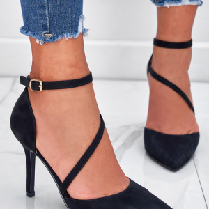 Black Suede Hollow Stilettos, Heels, color:Black|size:44, Stylewe