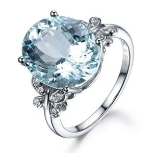 Aquamarine Topaz Ring, color:White-Gold|size:10, Lilicloth.com