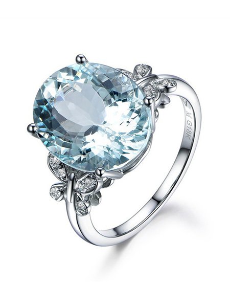 JFN Aquamarine Topaz Ring, Rings, color:White-Gold|size:10, JustFashionNow