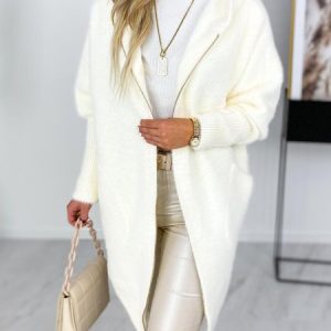 Casual Loose Hoodie Sweater Coat, Sweaters, color:White|size:XXL, JustFashionNow