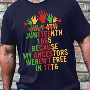 Men's Juneteenth 1865 Because My Ancestors Weren'T Free In 1776 Funny Graphic Printing Loose Cotton Casual Crew Neck T-Shirt, color:Purplish blue|size:3XL, Lilicloth.com