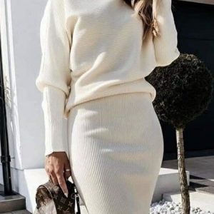 Long sleeve Plain Loosen Elegant Sweater, Sweaters, color:Beige|size:XXL, Stylewe