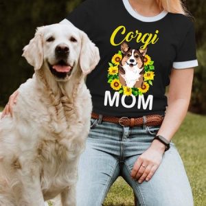 Lilicloth X Funnpaw Women's Corgi Mom T-Shirt, color:Black|size:L, Lilicloth.com