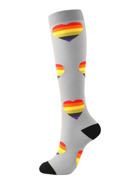 Rainbow Heart Muscle Stress Relief Support Socks, Socks, color:Gray|size:L, JustFashionNow
