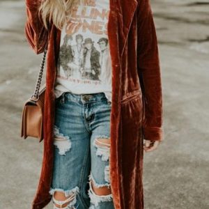 Casual Plain Regular Fit Trench Coat, Trench Coats, color:Brown|size:3XL, JustFashionNow