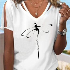 Loose Split Sleeves Casual Jersey Printing T-Shirt, T-shirts, color:White|size:XXL, Noracora