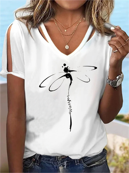 Loose Split Sleeves Casual Jersey Printing T-Shirt, T-Shirts, color:White|size:XXL, JustFashionNow