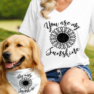 Women's Funny Word You Are My Sunshine Cotton-Blend Matching T-Shirt, color:White|size:3XL, Lilicloth.com