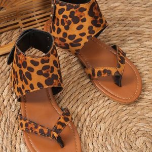 Breathable Hollow out Floral Spool Heel Slip On Slingback Pumps, Flats, color:Leopard|size:43, JustFashionNow