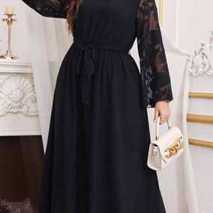 Plus Size Casual Plain Dress With No, Dresses, color:Black|size:4X, JustFashionNow