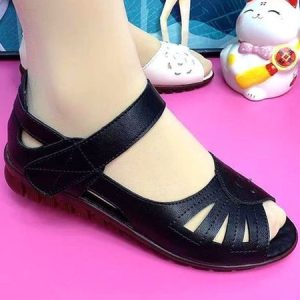 Women Vintage Hollow Out Ankle Strap Peep-toe Sandals, Sandals, color:Black|size:41, JustFashionNow