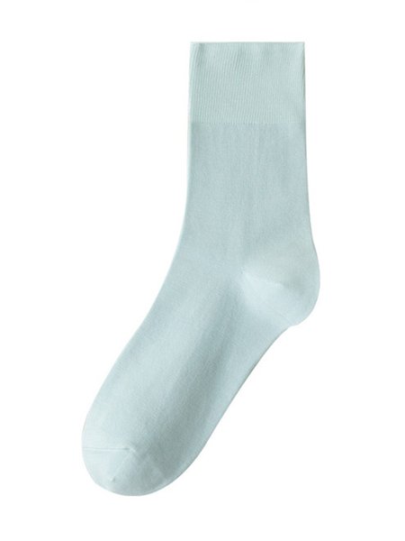 1pair Casual High-Elastic Plain Mid-calf Socks, Socks, color:Lightgreen|size:One-size, JustFashionNow