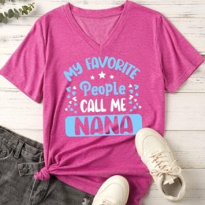 Lilicloth X Jessanjony My Favorite People Call Me Nana Women's T-Shirt, color:Rose Red|size:3XL, Lilicloth.com