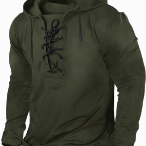 Men’s Plain Half Open Collar Casual Sweatshirt, color:Army Green|size:3XL, Lilicloth.com