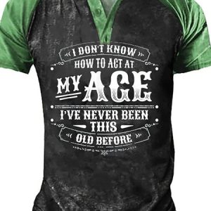 Regular Sleeve Text Letters Regular Fit Half Open Collar Casual Short Sleeve T-Shirt, T-Shirts, color:Green|size:3XL, JustFashionNow
