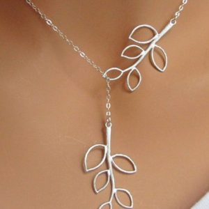 Casual Silver Cutout Leaf Necklace Boho Vacation Jewelry, Necklace, color:Silver|size:One-size, Noracora