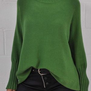 Women Wool/Knitting Plain Long Sleeve Comfy Casual Sweater, Sweaters, color:Green|size:XXL, Noracora