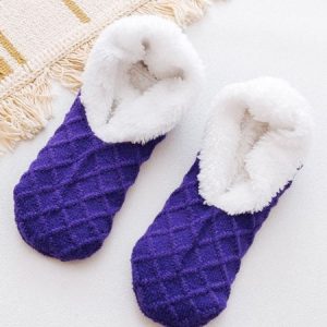 Wool Blend Thermal Knit Floor Socks, Socks, color:Purple|size:One-size, JustFashionNow