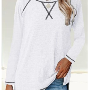 JFN Crew Neck Plain Loose T-Shirt, T-Shirts, color:White|size:XXL, JustFashionNow