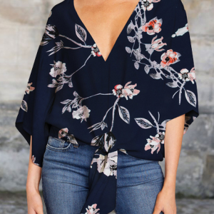 Women's Urban Casual Floral Loose Shirt Resort Boho Clothing, Shirts & Blouses, color:Purplish blue|size:XXL, JustFashionNow