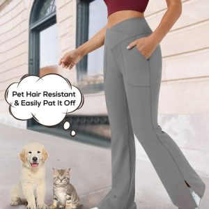 JFN Casual Plain Autumn Elastic Pet Hair Resistant Daily Straight Pants, Pants, color:Gray|size:XXL, JustFashionNow