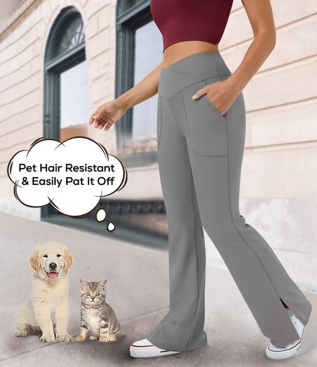 JFN Casual Plain Autumn Elastic Pet Hair Resistant Daily Straight Pants, Pants, color:Gray|size:XXL, JustFashionNow
