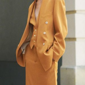 Loose Plain Urban Others Blazer, Blazers, color:Orange|size:XXL, Stylewe