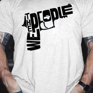 Men's Funny We Are The People Graphic Printing Casual Text Letters Crew Neck Cotton T-Shirt, color:White|size:3XL, Lilicloth.com
