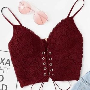Lace Sexy Lace Bra & Bralette, Crop Bras, color:Wine Red|size:XXL, JustFashionNow