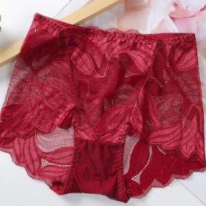 Plain Sexy Lace Panty, Briefs, color:Wine Red|size:XL, JustFashionNow