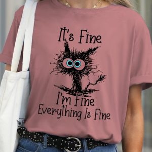 It's fine I Am Fine Everything is Fine Casual T-Shirt, color:Pink|size:3XL, Lilicloth.com