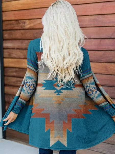 JFN Knit Long Sleeve Bohemia Cardigan, Cardigans, color:Blue|size:XXL, JustFashionNow