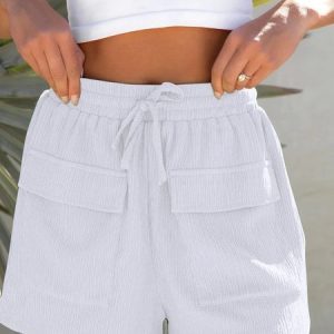 Casual Cotton-Blend Shorts, Shorts, color:White|size:5XL, JustFashionNow