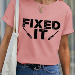 Lilicloth X Funnpaw Women's Fixed It Pet Matching T-Shirt, color:Pink|size:XXL, Lilicloth.com