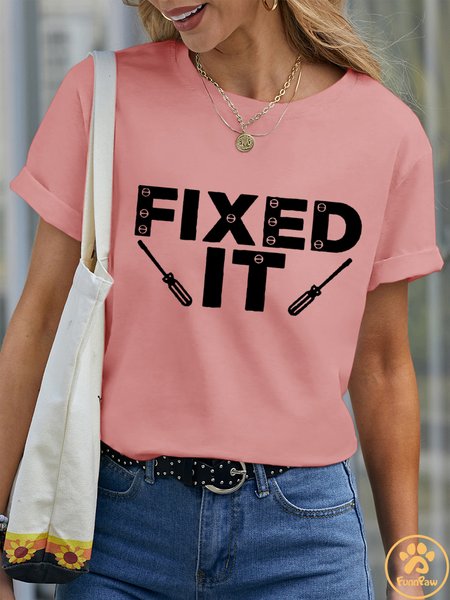 Lilicloth X Funnpaw Women's Fixed It Pet Matching T-Shirt, color:Pink|size:XXL, Lilicloth.com