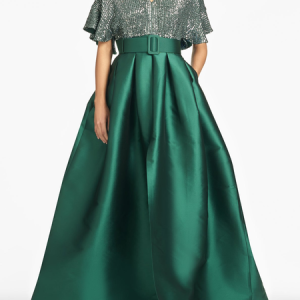 Satin Elegant Regular Fit Wedding Guest Dress With Belt, Maxi Dresses, color:Green|size:XXL, Stylewe